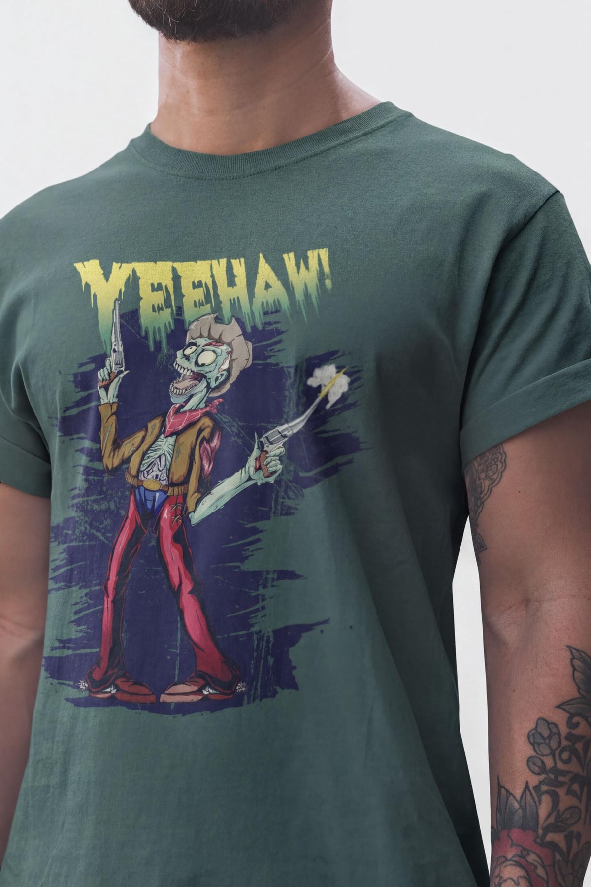 Zombie Cowboy Yeehaw Shirt, Undead Western Halloween T-Shirt, Funny Zombie Cowboy Hoodie, Distressed Western Sweatshirt, Halloween Tee Gift