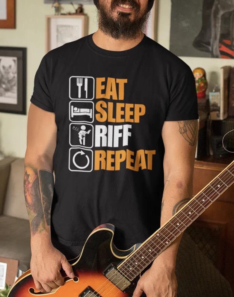 Funny Guitar Player Shirt, Rock Riff Humor for Men