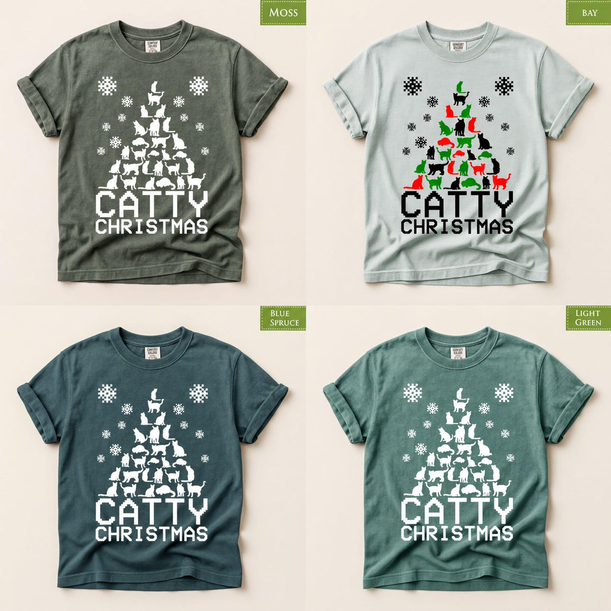 Comfort Colors® Catty Christmas Shirt, Funny Cat Holiday Tee, Cute Christmas Graphic, Cat Lover Gift