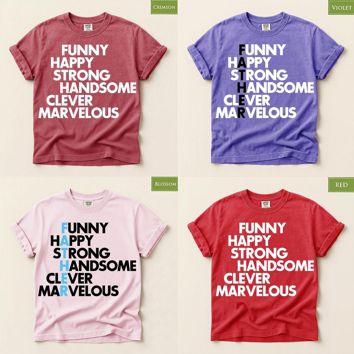 Father Acronym Shirt, Comfort Colors® Crossword Dad Tee, Gift for Dads
