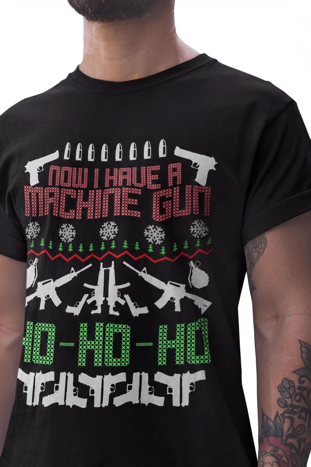 Comfort Colors® Machine Gun Christmas Shirt, Funny Gun Holiday Tee, Christmas Sweater Graphic, Hunting Gift