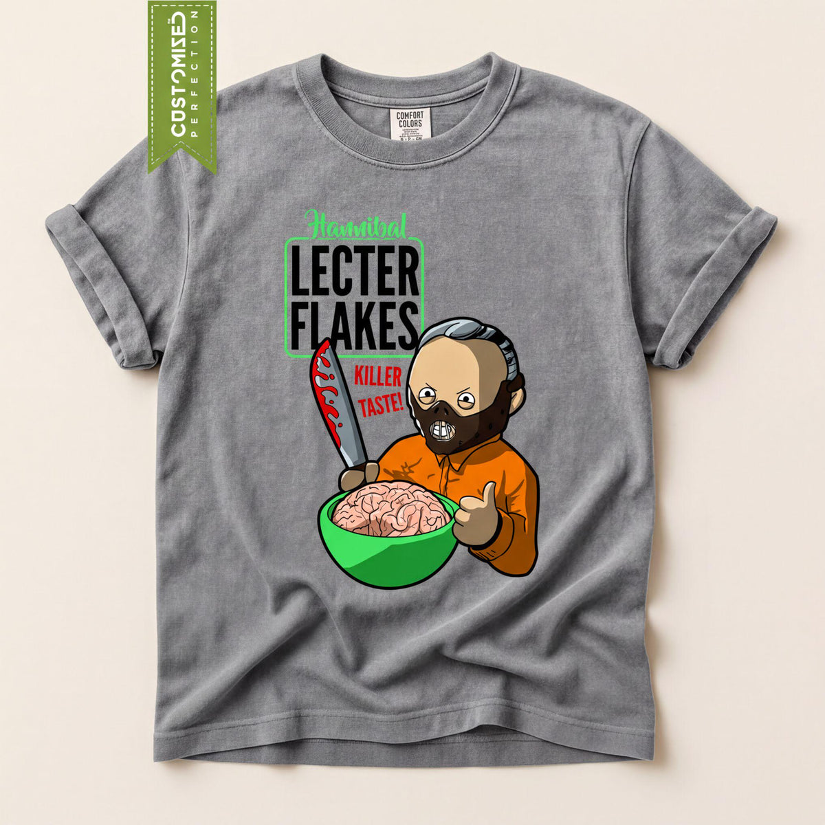 Comfort Colors® Hannibal Flakes T-Shirt, Halloween Funny Horror Parody Tee, Killer Scary Graphic Top