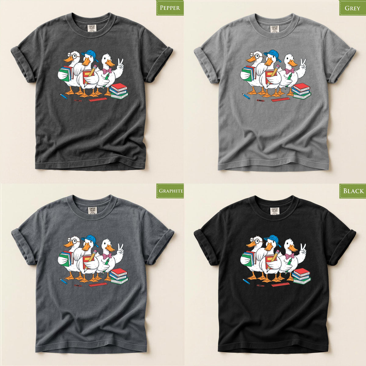 Comfort Colors® Funny Duck Goose Back to School T-Shirt, Cute Teacher Student First Day Classroom Tee Gift