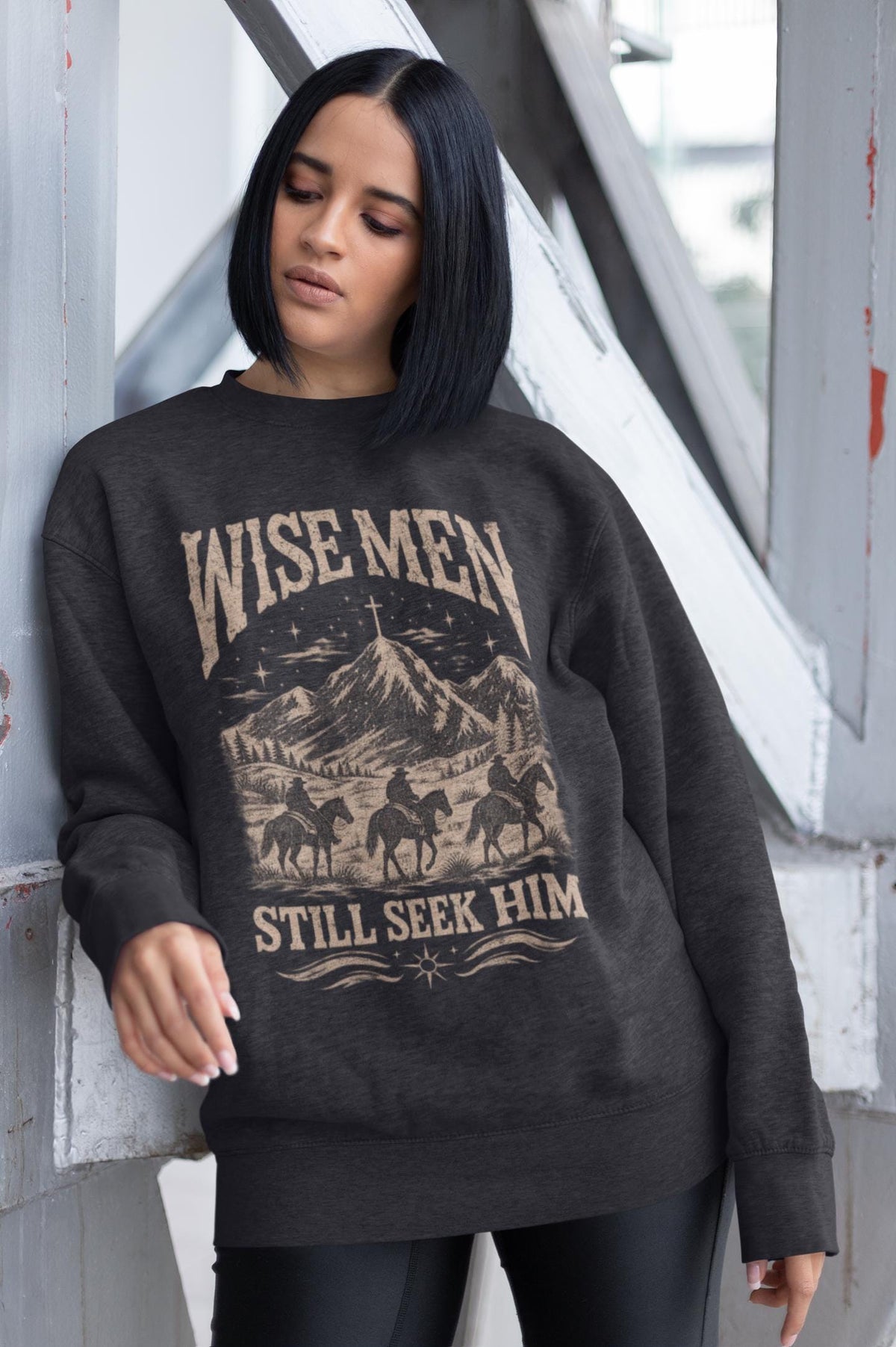 Wise Men Still Seek Him Shirt, Christian Cowboy T-Shirt, Faith Western Mountain Hoodie, Cross Star Sweatshirt, Religious Cowboy Tee Gift
