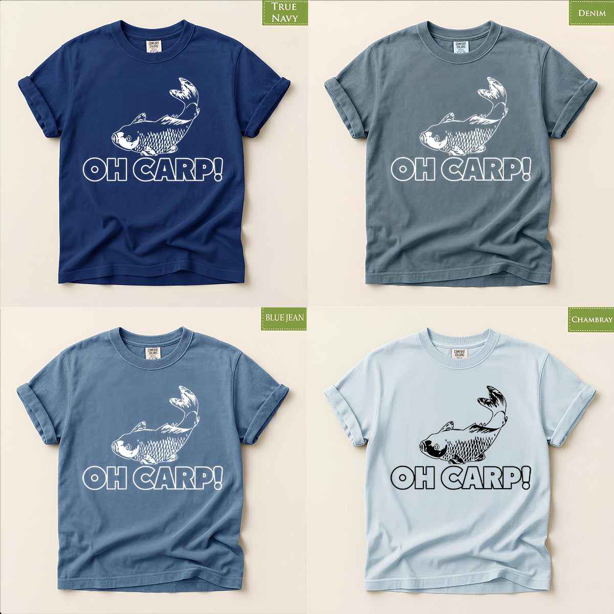 Funny Fishing Shirt for Anglers, Comfort Colors® Fisherman Gift, Oh Crap Carp Reel Bait Tee