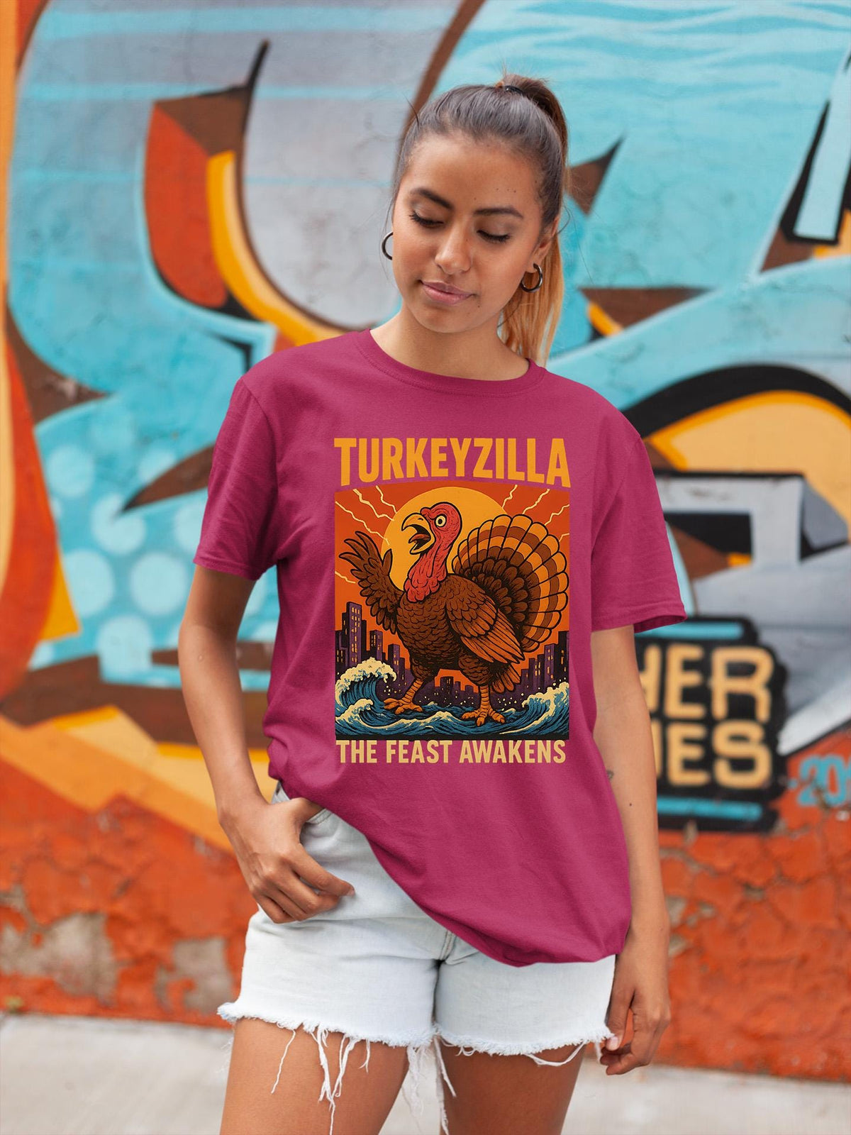 Comfort Colors® Turkeyzilla Thanksgiving Shirt, Funny Turkey Graphic Tee, Retro Fall Gift