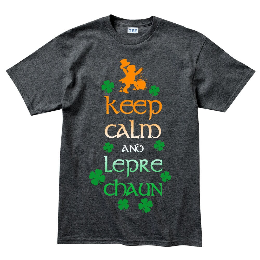Mens Keep Calm Leprechaun St Patrick Paddys Day Irish Ireland T shirt Tee Top T-shirt