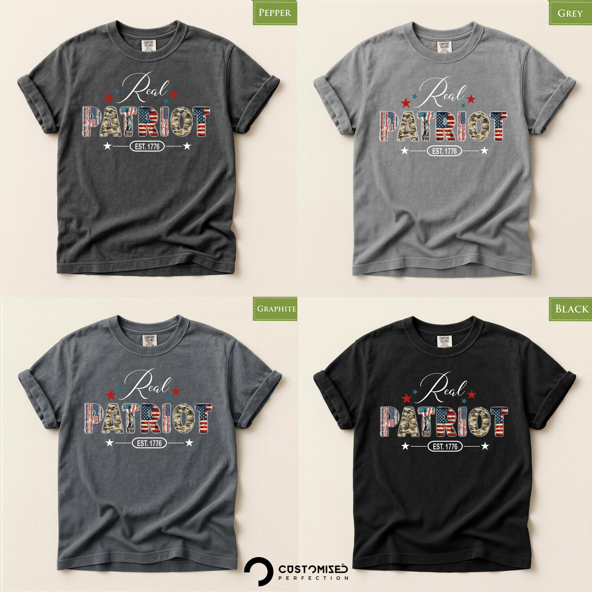 Real Patriot Tee, Comfort Colors® USA 250th Anniversary Shirt, American Pride