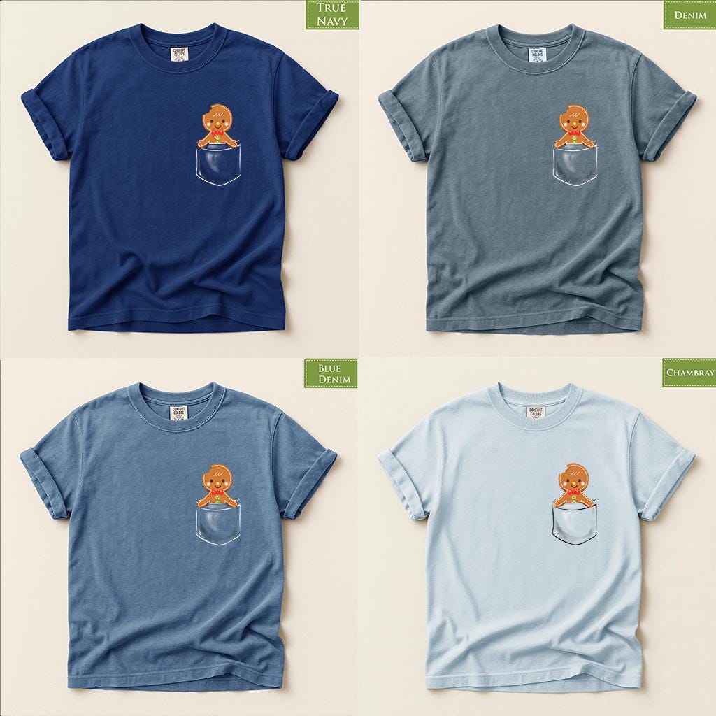 Comfort Colors® Gingerbread Pocket Christmas Shirt, Cute Holiday Tee, Gingerbread Man Graphic, Festive Winter Gift