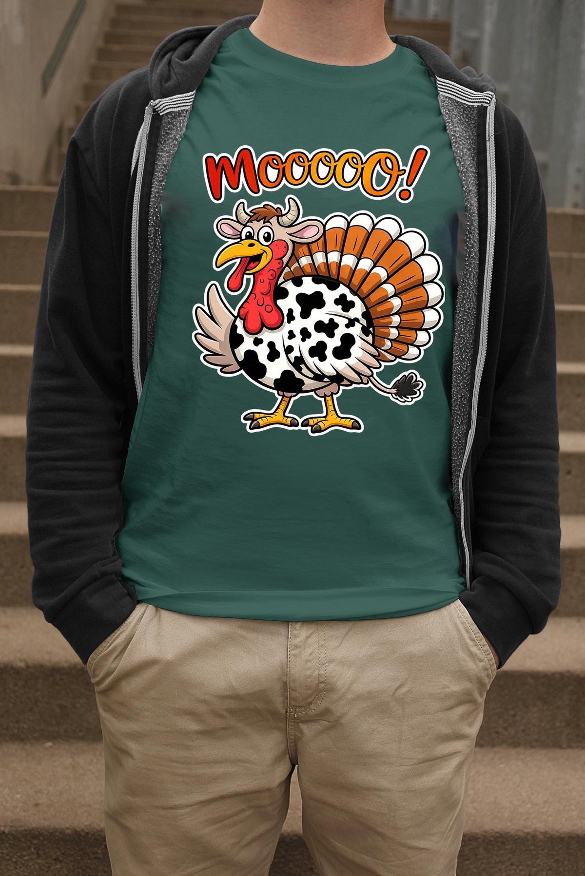 Comfort Colors® Thanksgiving Turkey Shirt, Funny Moo Turkey Tee, Fall Holiday Graphic Gift