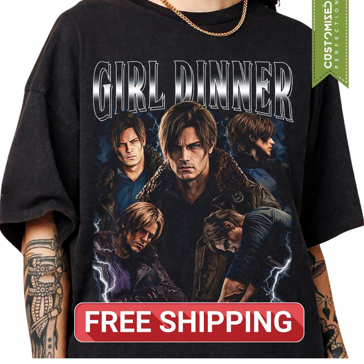Girl Dinner Leon Kennedy Comfort Colors® T-Shirt, Requiem RE9 Gamer Gift, Resident Evil Tee