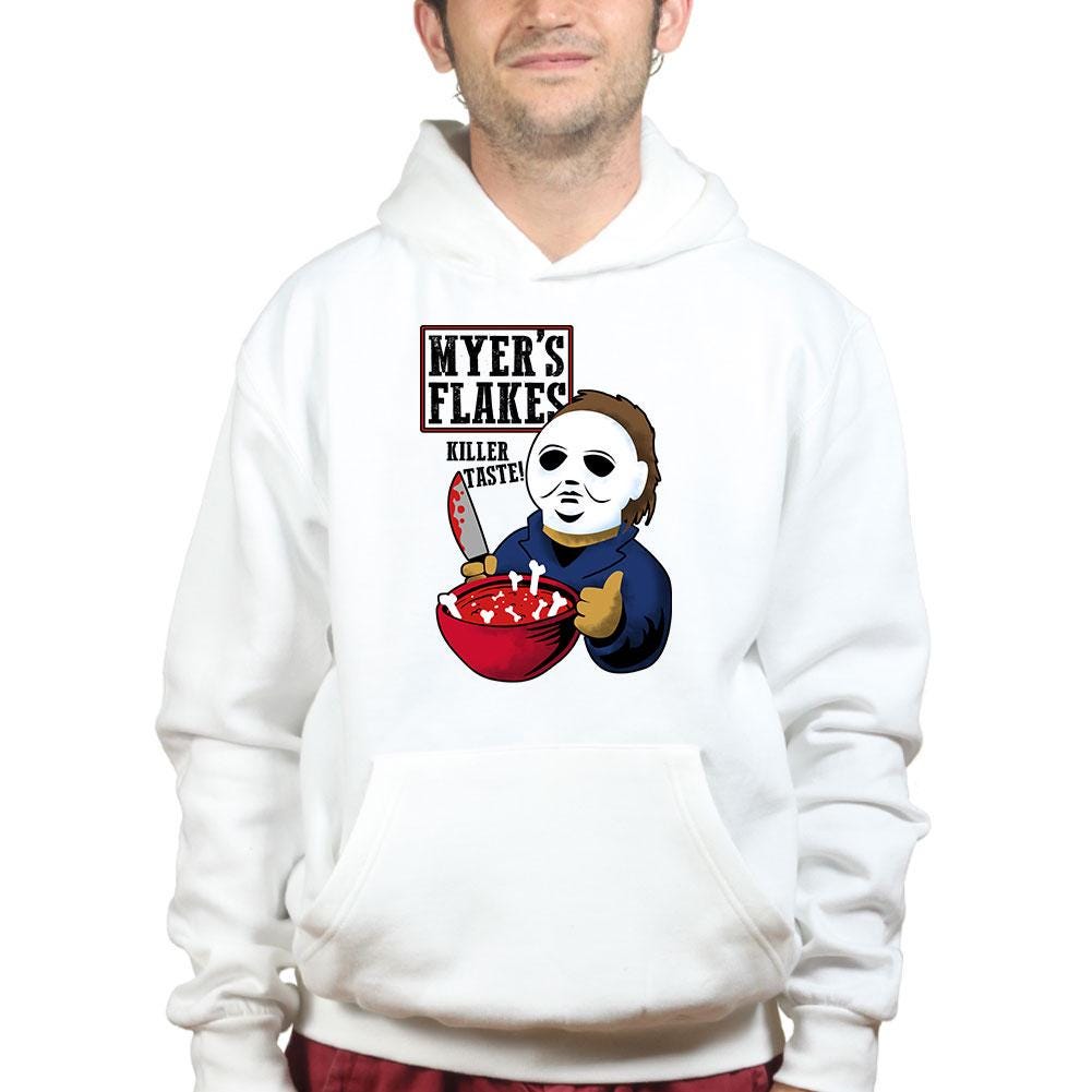 Killer Cereal Parody Shirt, Funny Horror Cereal Box T-Shirt, Masked Villain Breakfast Hoodie, Horror Comedy Sweatshirt, Halloween Tee Gift