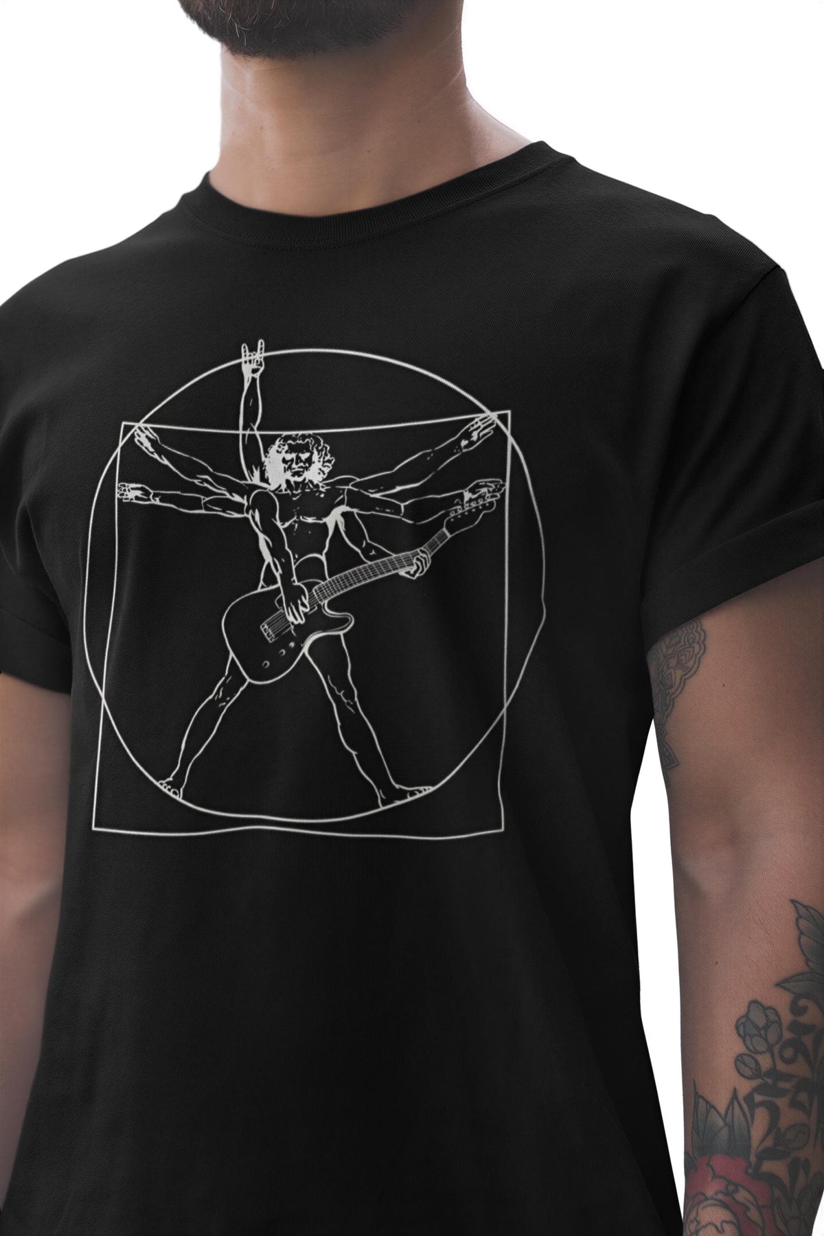Comfort Colors® Vitruvian Guitarist Shirt, Da Vinci Guitar T-shirt, Guitar Lover Tee