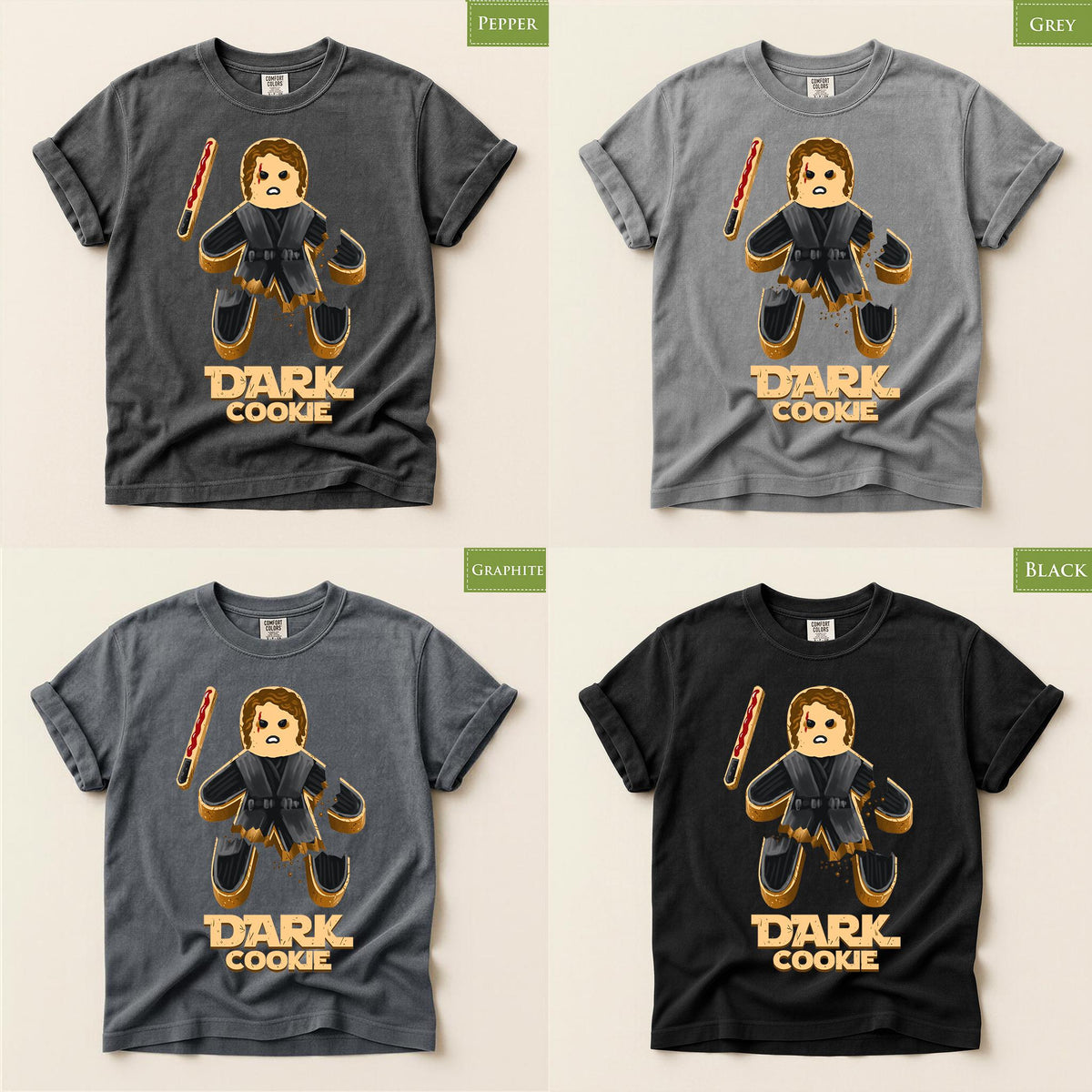 Comfort Colors® Dark Cookie Shirt, Dark Warrior Graphic Tee, Funny Cookie Shirt, Unique Gift, Gamer Inspired Apparel