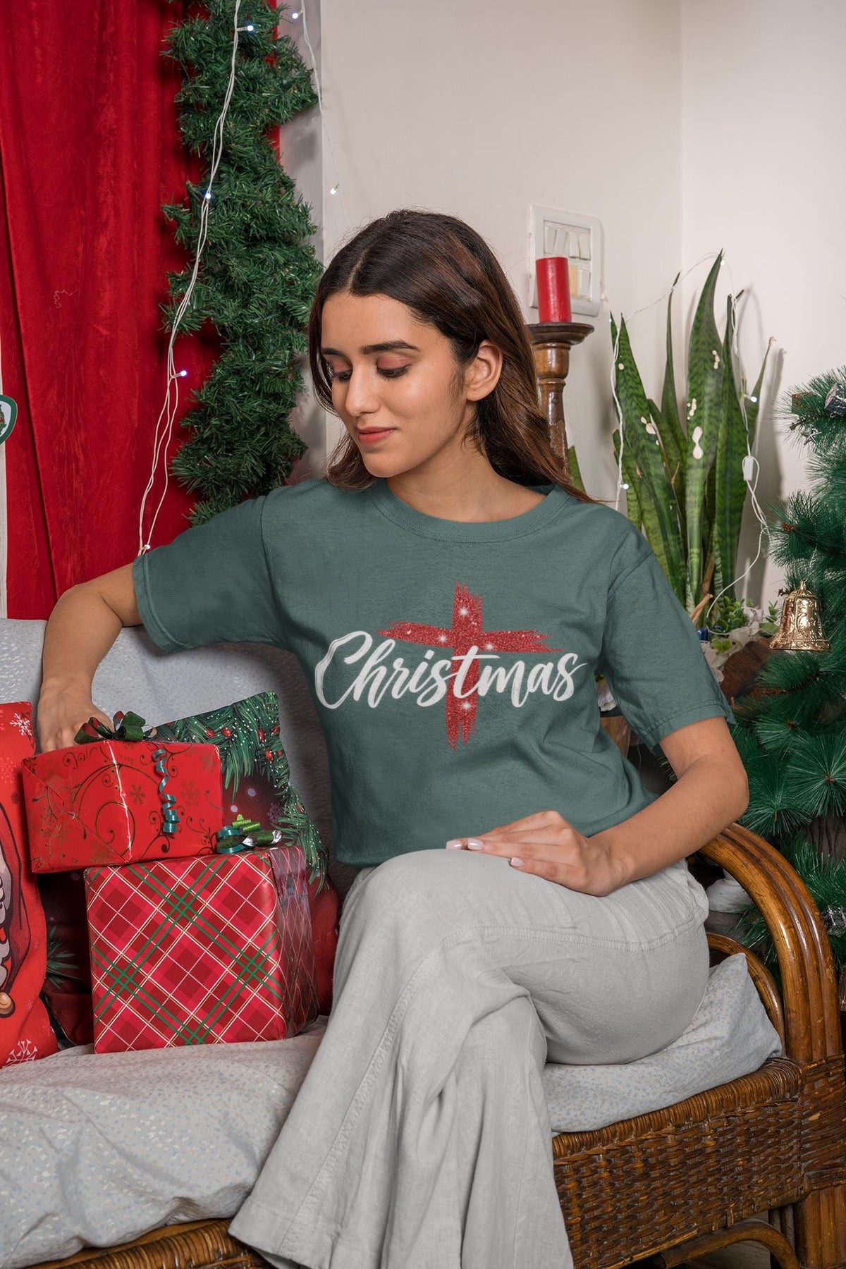 Comfort Colors® Christian Christmas Shirt, Christmas Cross Tee, Religious Holiday Shirt, Faith XMas Gift