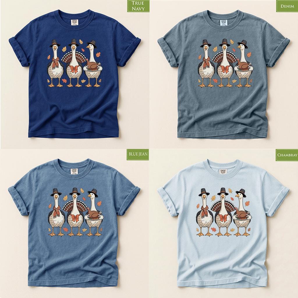 Comfort Colors® Thanksgiving Shirt, Funny Turkey Goose Tee, Pilgrim Bird Fall Graphic, Holiday Top