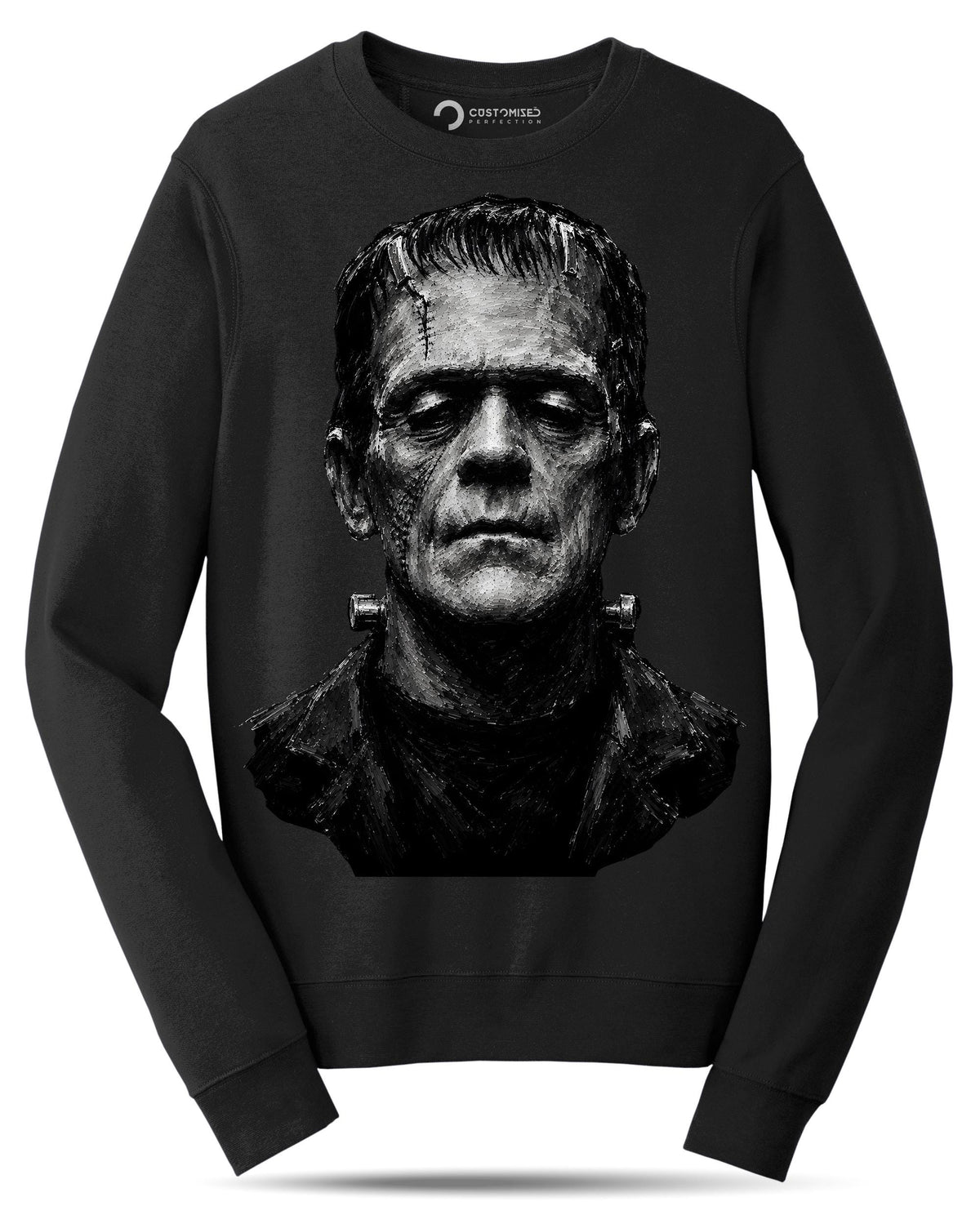 Stitched Monster Portrait Shirt, Reanimated Creature T-Shirt, Chalk Art Horror Hoodie, Classic Monster Sweatshirt, Halloween Tee Gift