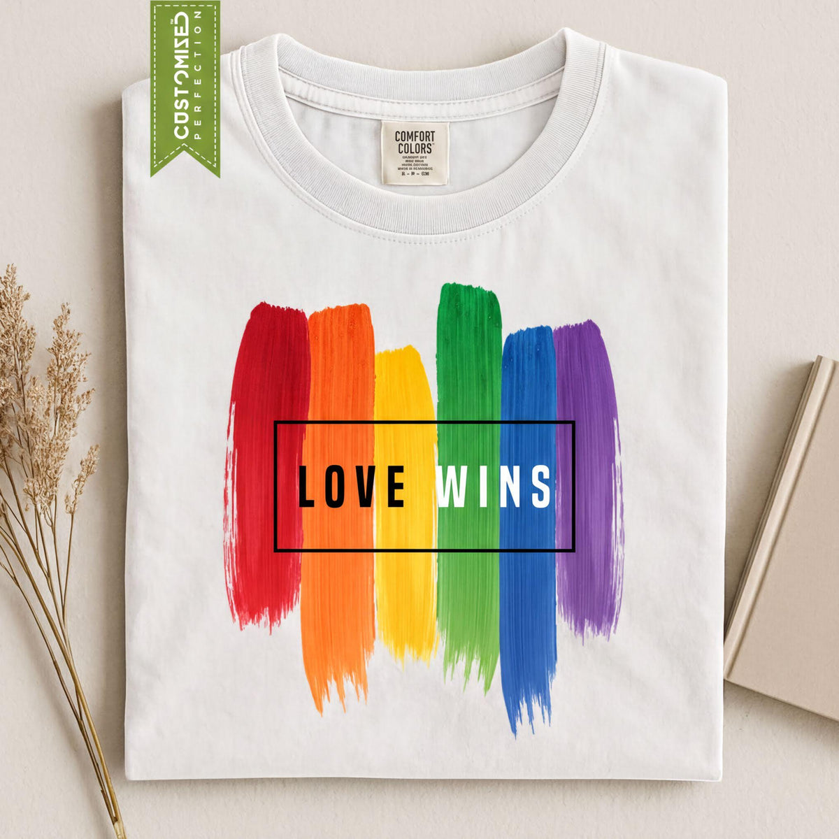 Comfort Colors® Love Wins LGBTQIA2+ Shirt, Rainbow Flag Pride Proud Tee, Gay Rights Top