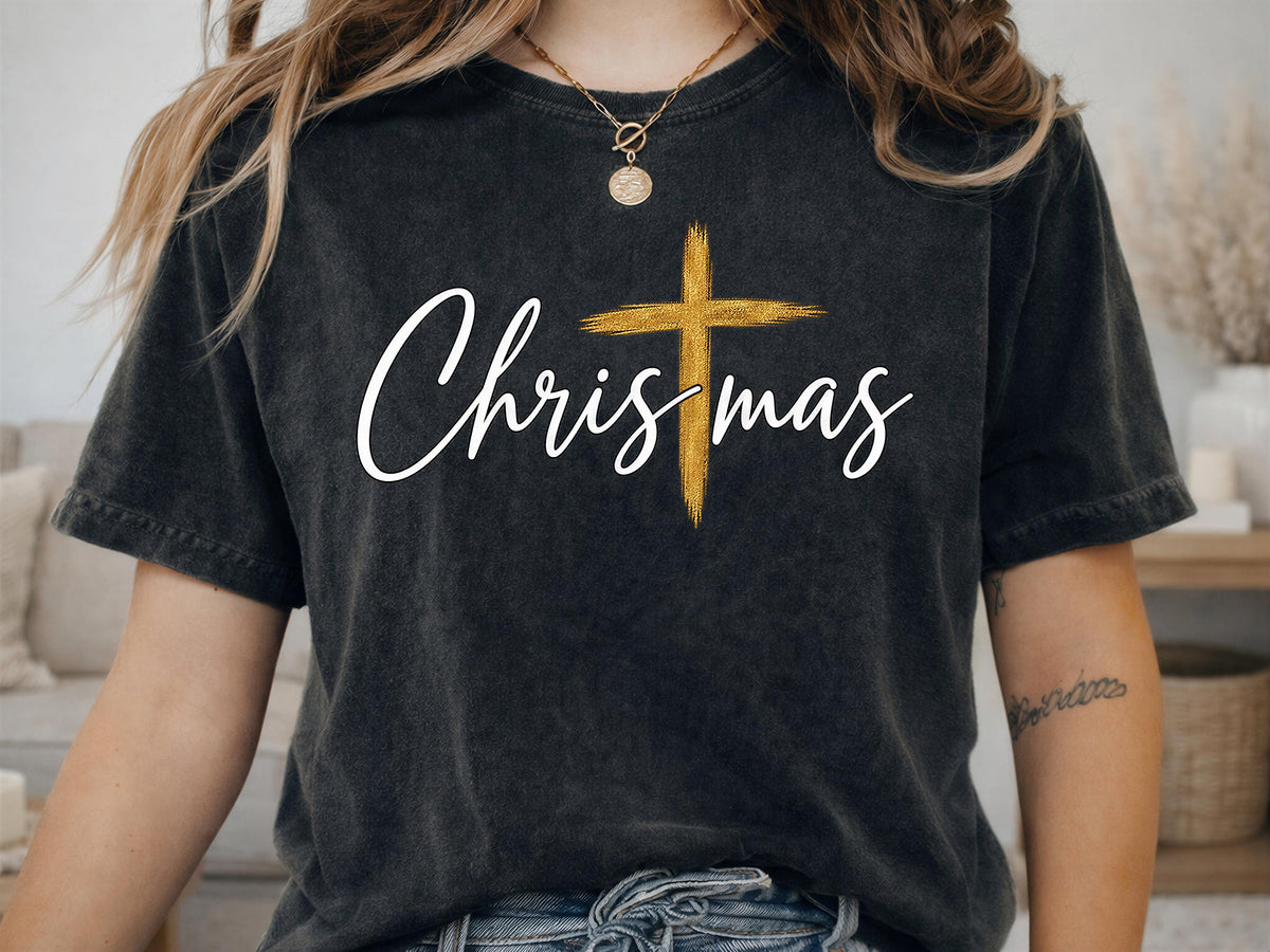 Comfort Colors® Christmas Cross Shirt, Christian Christmas T Shirt, Religious Holiday Tee, Faith Based Gift