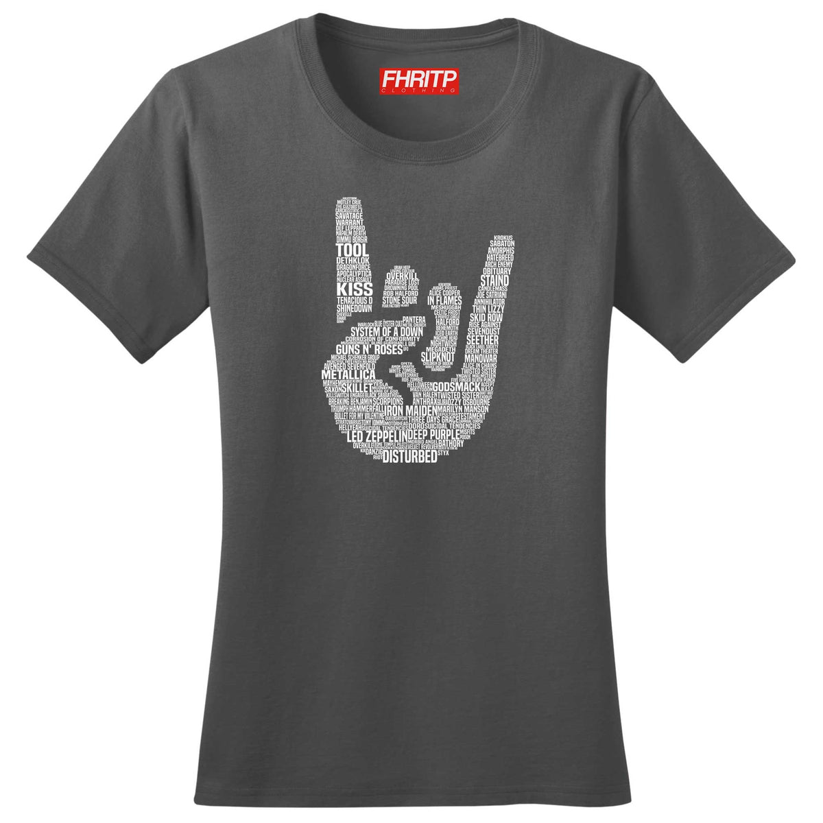Womens Heavy Metal Legends - Devil's Horns Tribute T shirt Tee Top T-shirt