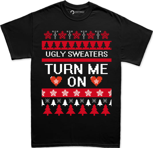 Funny Christmas Shirt for Men, Funny Christmas Gift T shirt, Ugly Christmas Tee, Funny Holiday Shirt, Ugly Sweaters Turn Me On Mens T shirt