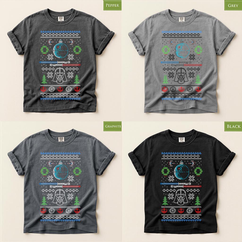 Comfort Colors® Dark Side Christmas Shirt, Space Battle Holiday Tee, Retro Christmas Sweater Graphic, Sci Fi Gift