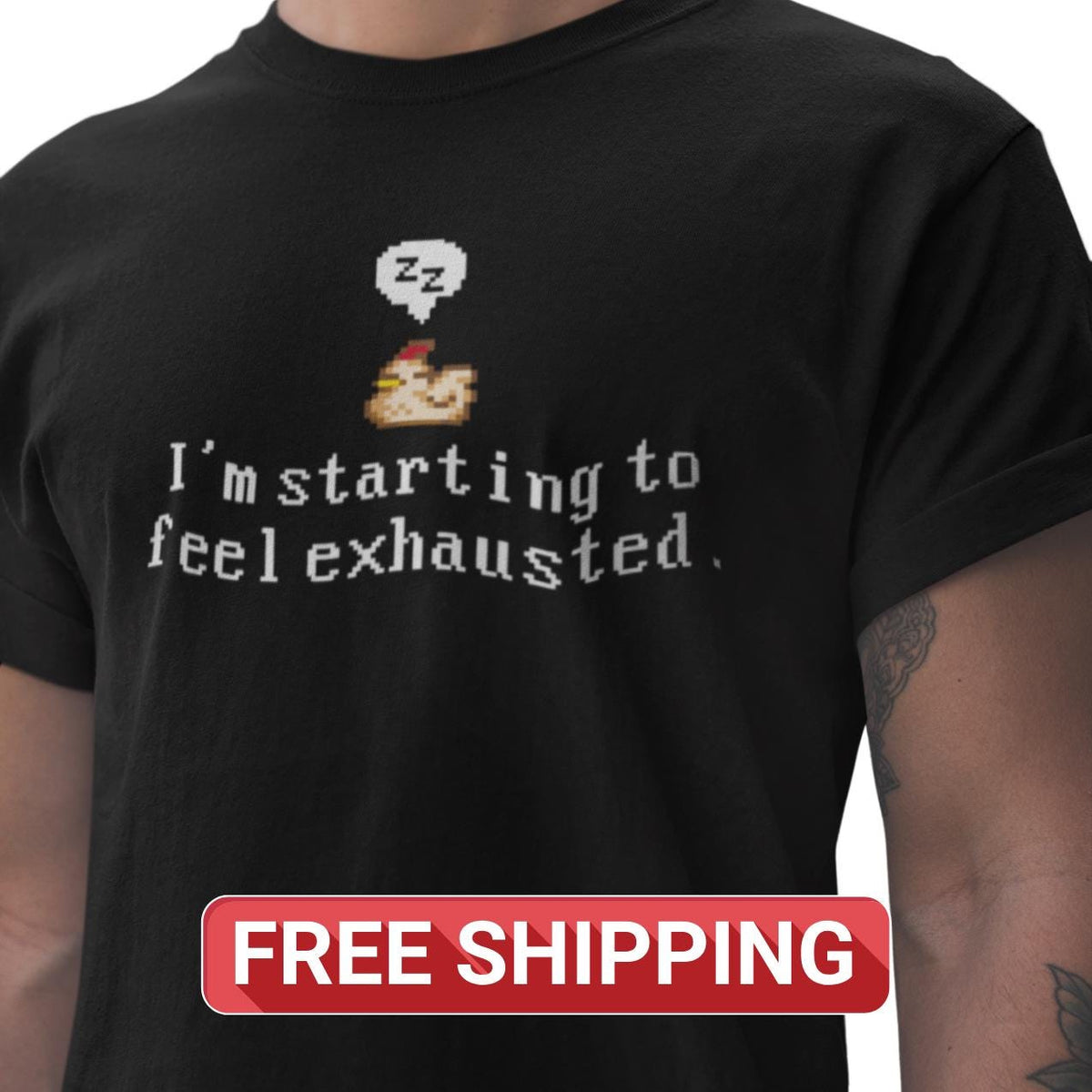 Stardew Valley Chicken Comfort Colors® Shirt, Feeling Exhausted Gamer Tee