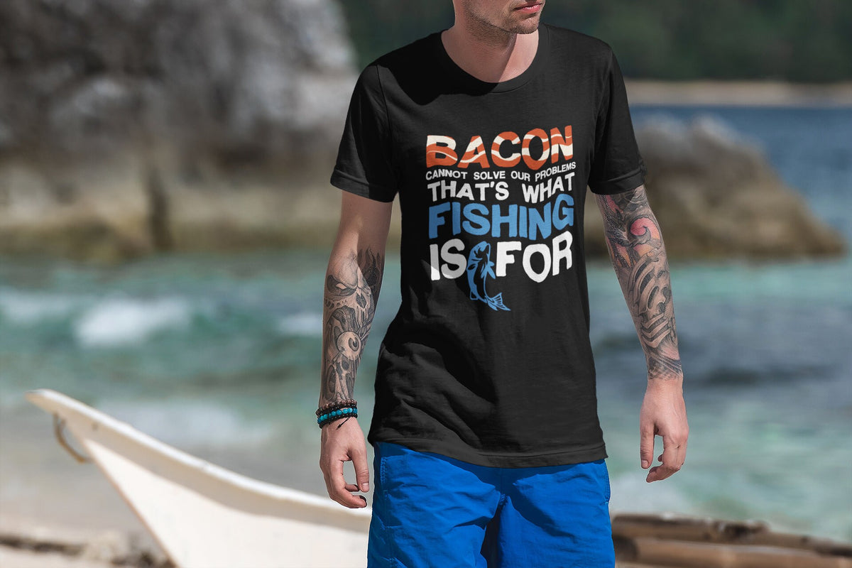 Mens Bacon Fishing Bait Running Carp Worms T shirt (Tee)