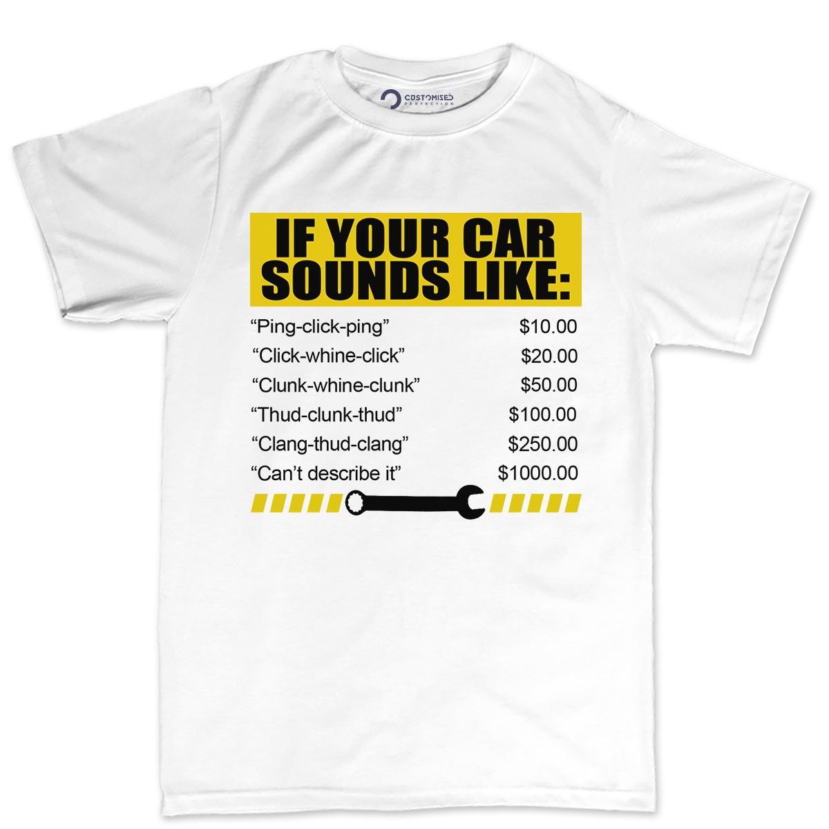 Funny Car Warning Signs Shirt - Graphic Unisex Auto Mechanic Tee