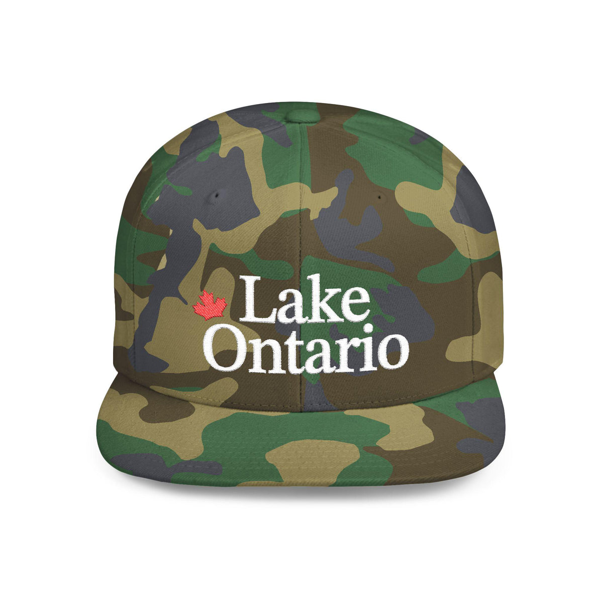 Lake Ontario Embroidered Snapback Hat, Yupoong® 6089M Snapback Hat, Canadian Pride Maple Leaf Gift Idea, Canadian Pride Flat Bill Cap