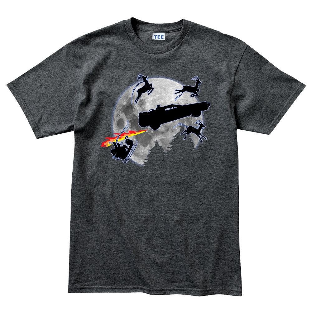Time Traveling Car Christmas Shirt, Funny Santa Sleigh Crash Tee, Retro 80s Sci-Fi T-shirt, Time Machine Reindeer Chaos Gift Idea