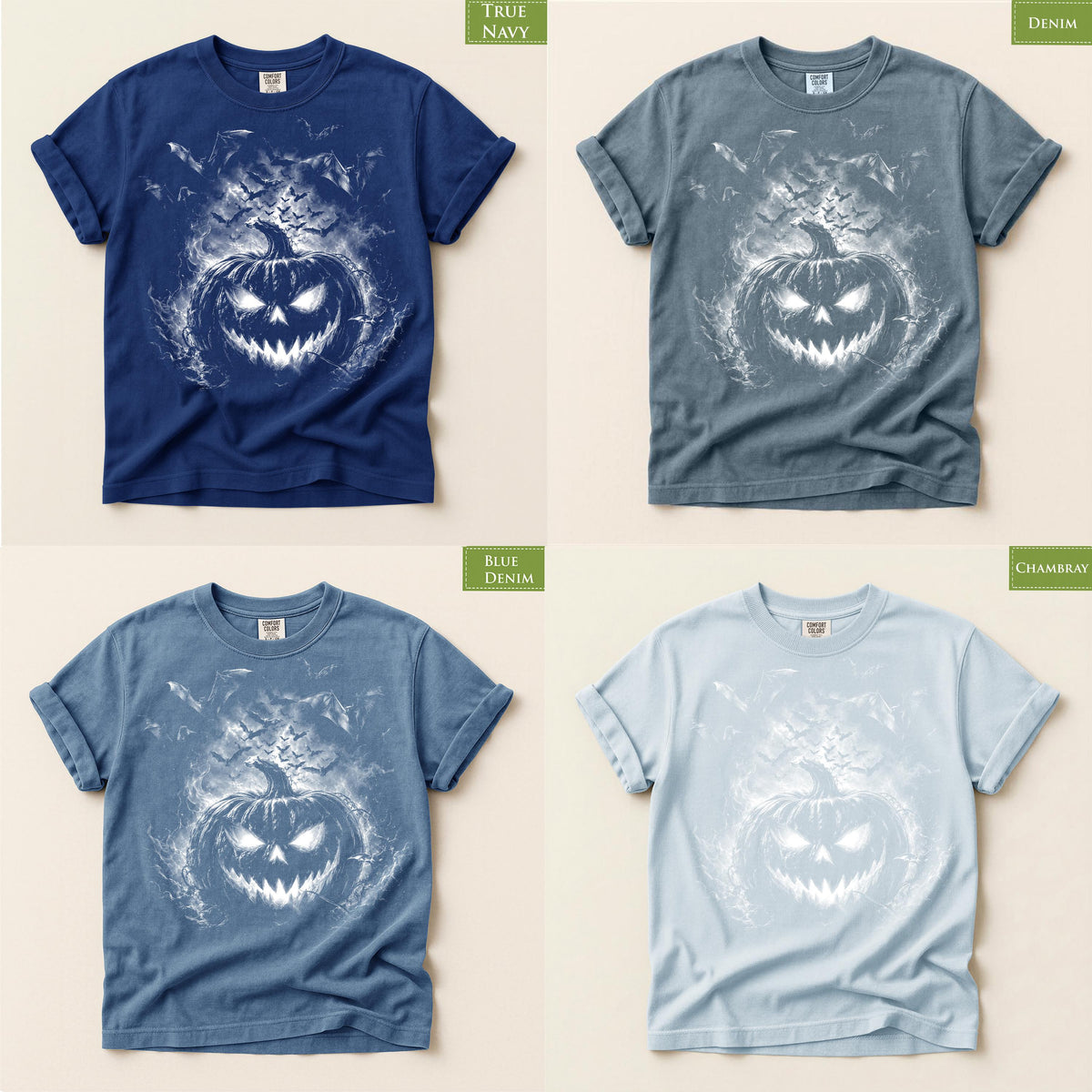 Comfort Colors® Jack O Lantern Pumpkin Graphic Tee, Scary Halloween Shirt, Spooky Horror Apparel Gift
