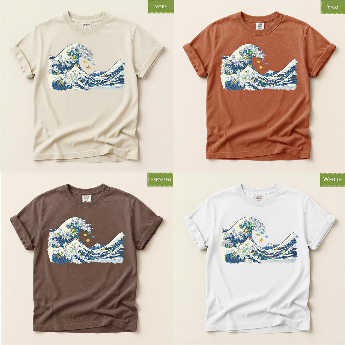 Hand Drawn Marine Life Shirt, The Great Wave Of Plastic Tee, Environmental Protest