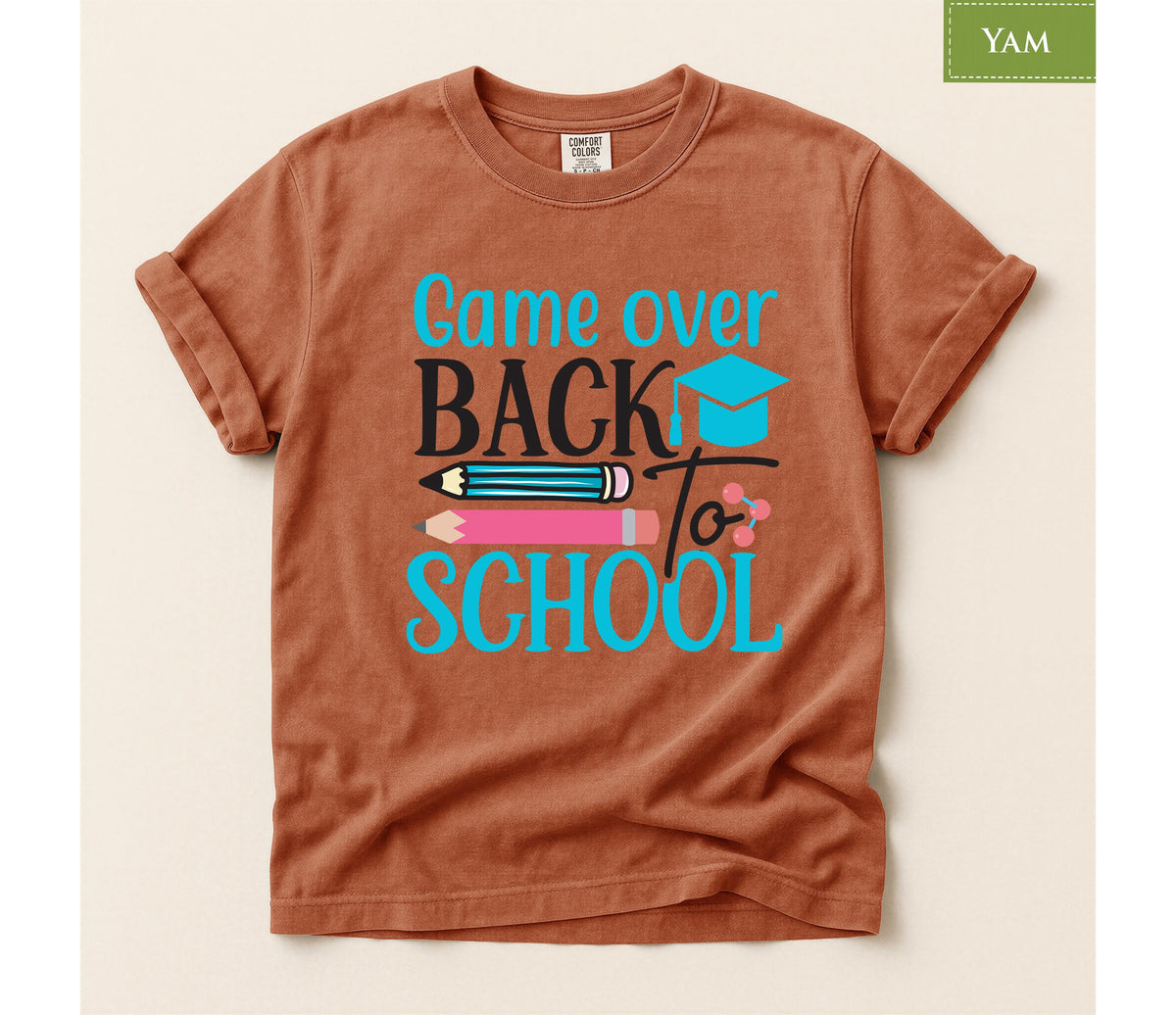 Comfort Colors® Gamer Back to School Shirt, Game Over Tee, Teacher Student First Day Graphic Top Gift