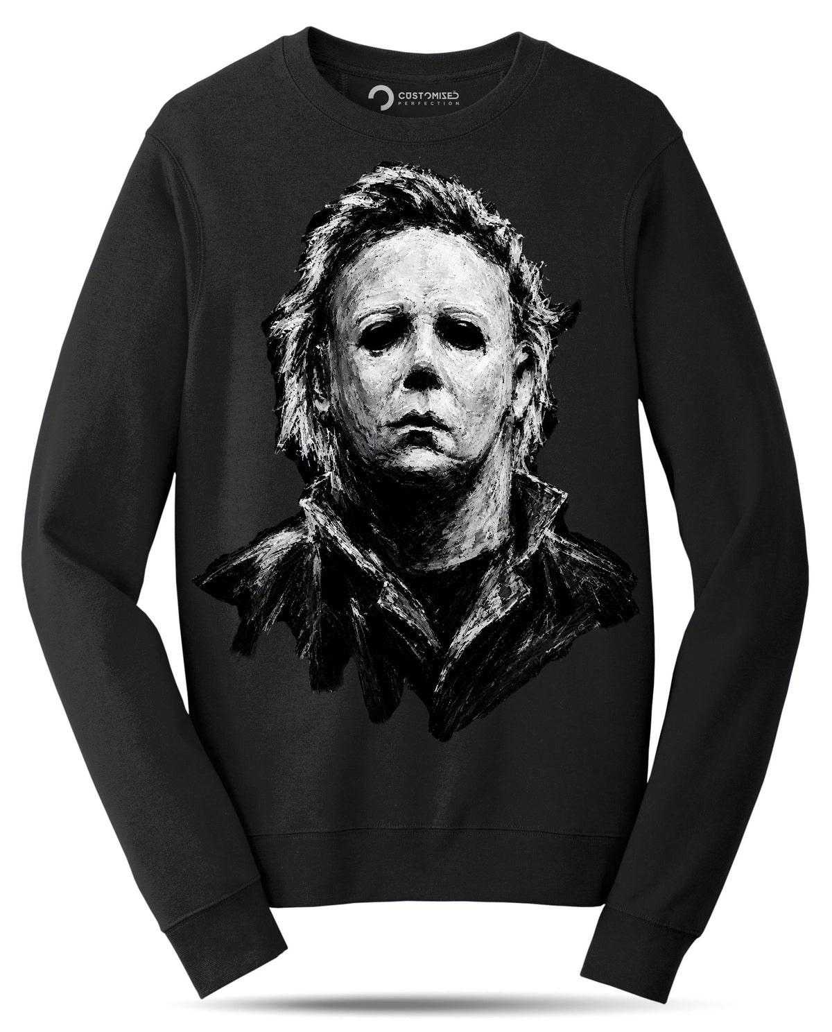 Masked Slasher Portrait Shirt, Dark Horror Mask T-Shirt, Chalk Art Horror Hoodie, Black and White Horror Sweatshirt, Halloween Tee Gift