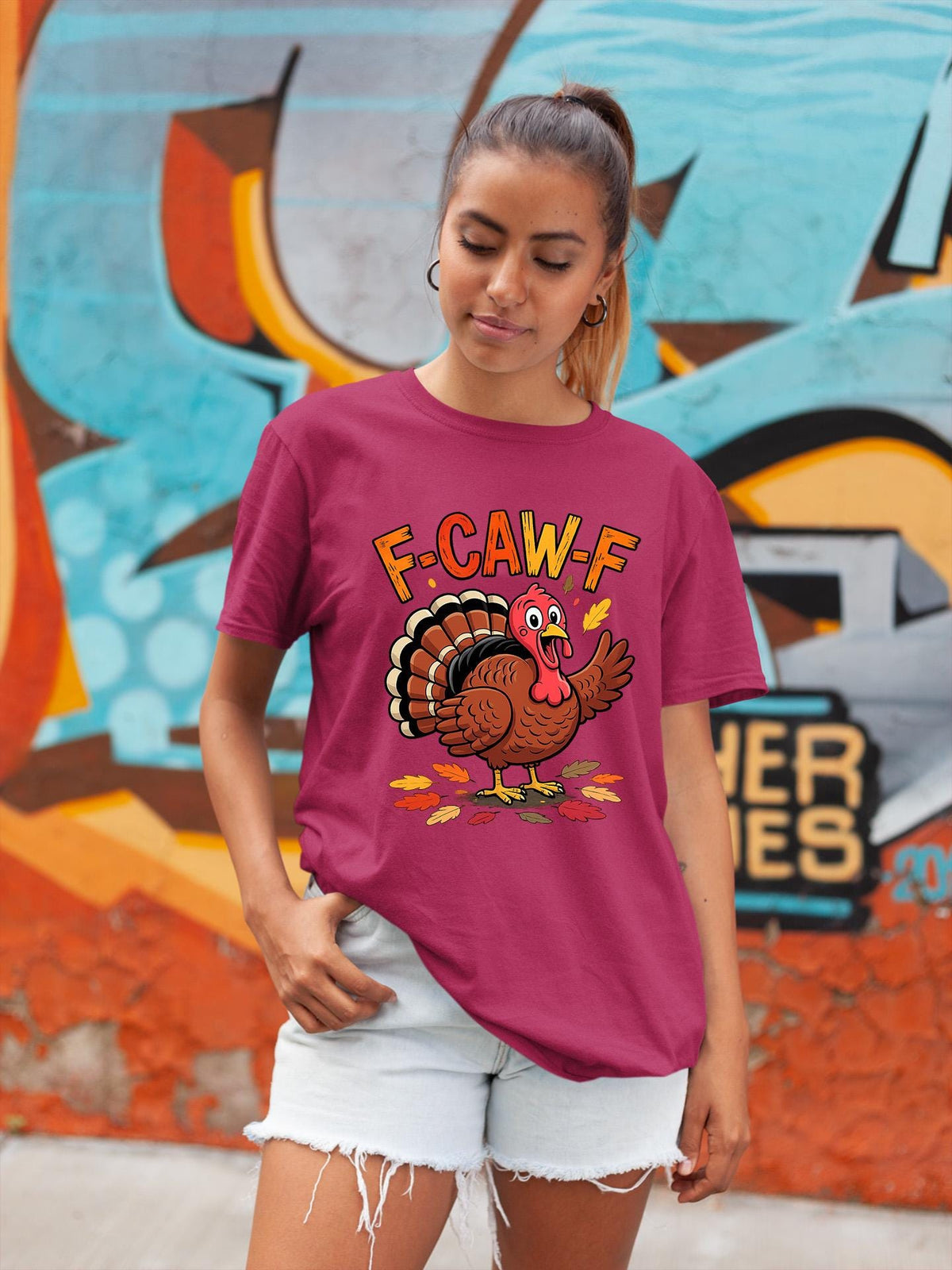 Comfort Colors® Thanksgiving Turkey Shirt, Funny Fall Bird FcawF Tee, Cute Autumn Holiday Graphic Gift