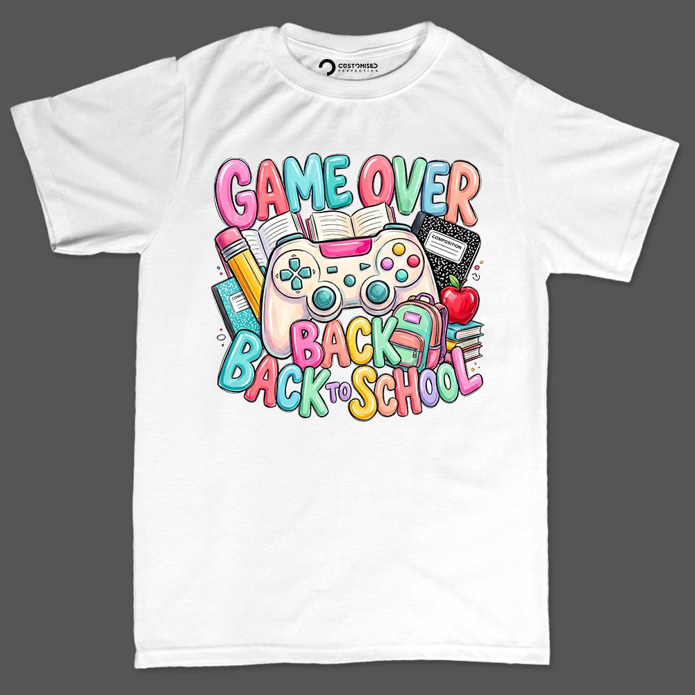 Game Over Back to School Gamer Shirt, Student Teacher First Day Tee, Gaming Graphic Gift