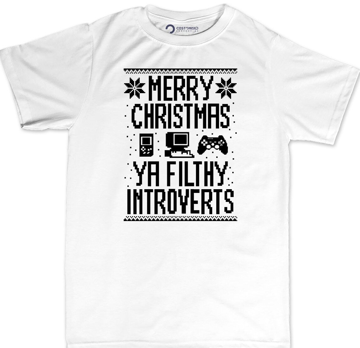 Funny Christmas Shirt, Nerd Shirt for Men, Retro Christmas Shirt, Homebody Christmas Shirt, Merry Christmas Filthy Introverts Mens T-shirt