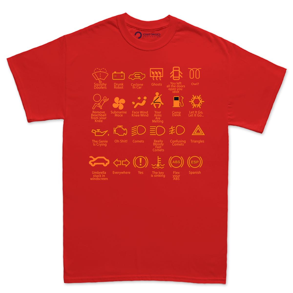 Funny Dashboard Warning Lights Shirt | Car Mechanic Humor, Parody Graphic Tee,  Automotive Gift