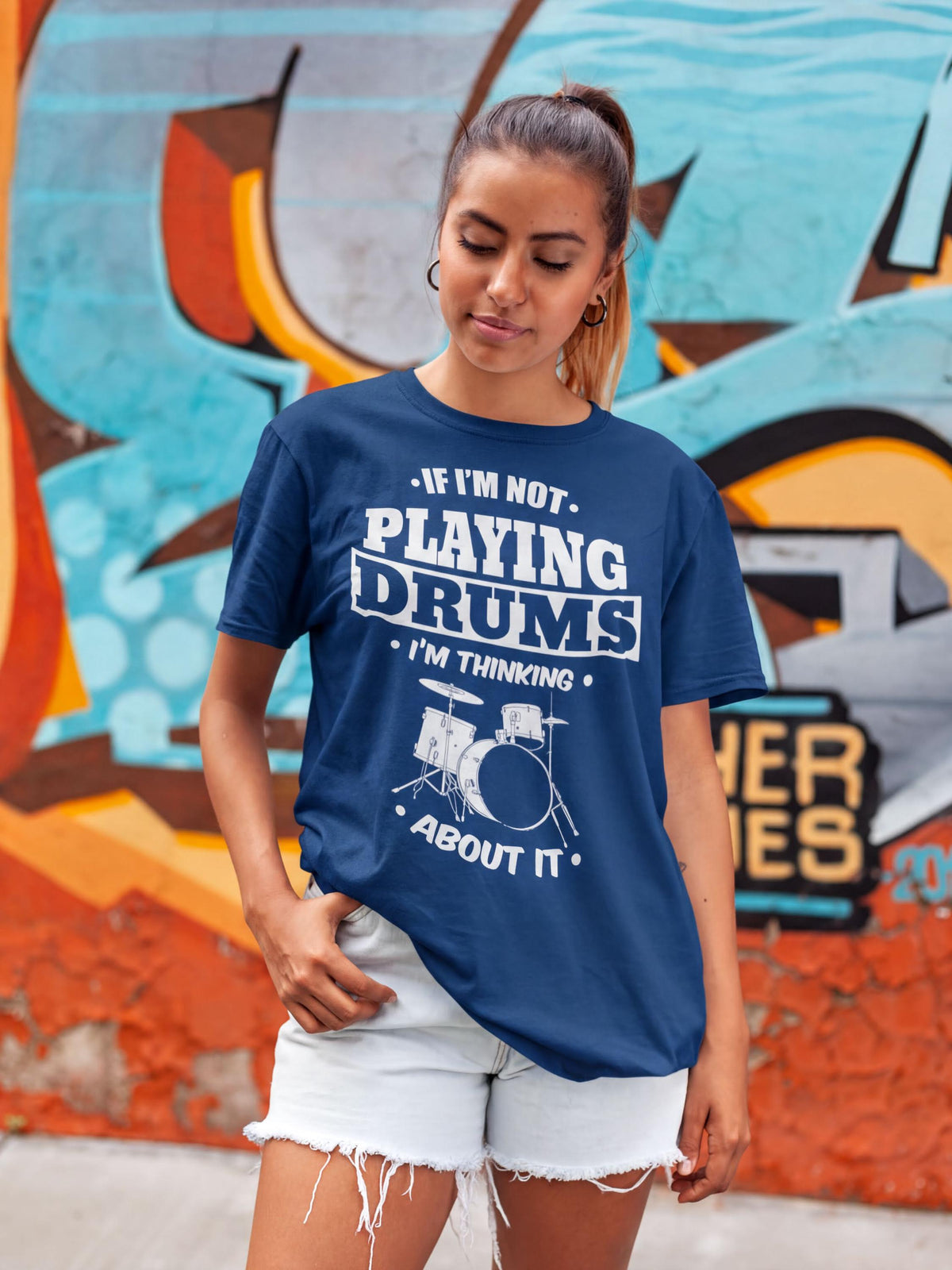 Comfort Colors® Funny Drummer Shirt, Thinking About Drums Tee, Percussion Gift