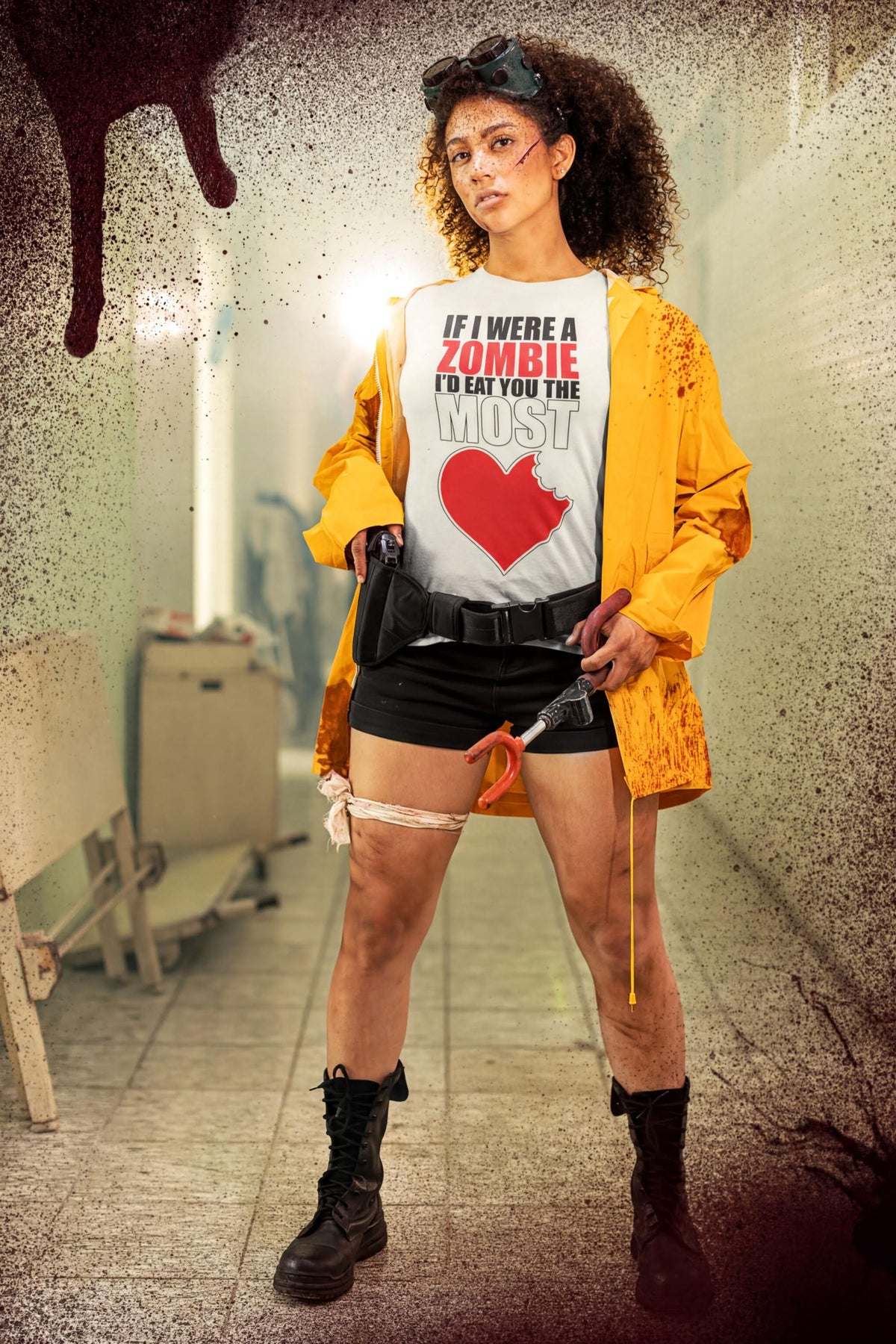 If I Were A Zombie Shirt, Funny Zombie Love T-Shirt, Bitten Heart Halloween Hoodie, Romantic Zombie Sweatshirt