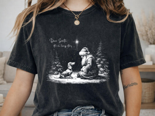 Comfort Colors® Dear Santa Christmas Shirt, Funny Dog Holiday Tee, Vintage Santa Christmas Gift, Cute Winter Graphic