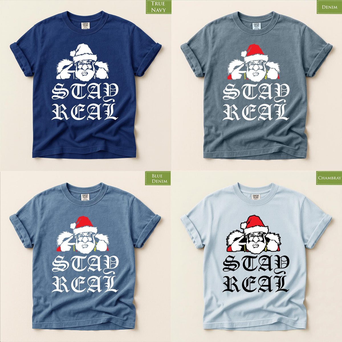 Comfort Colors® Sad Real Christmas Shirt, Funny Santa Holiday Tee, Streetwear Christmas Graphic, Santa Gift