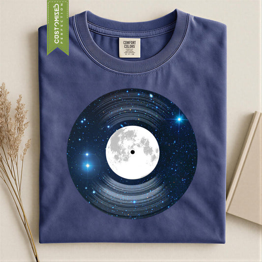 Space Moon Vinyl Shirt, Funkalicious Astronaut Tee, Comfort Colors® Music Record Tshirt