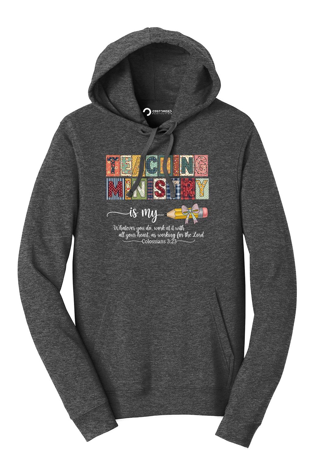 Teaching Ministry Is My Calling Shirt, Colossians 3:23 Faith Teacher T-Shirt, Christian Teacher Gift Hoodie, Quilted Pattern Bible Verse Tee
