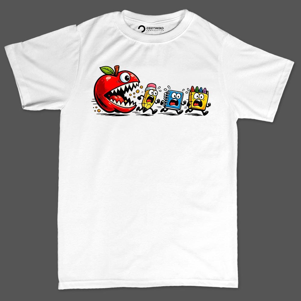 Funny Back to School Shirt, Apple Monster T-shirt, Teacher Student Classroom Graphic Tee