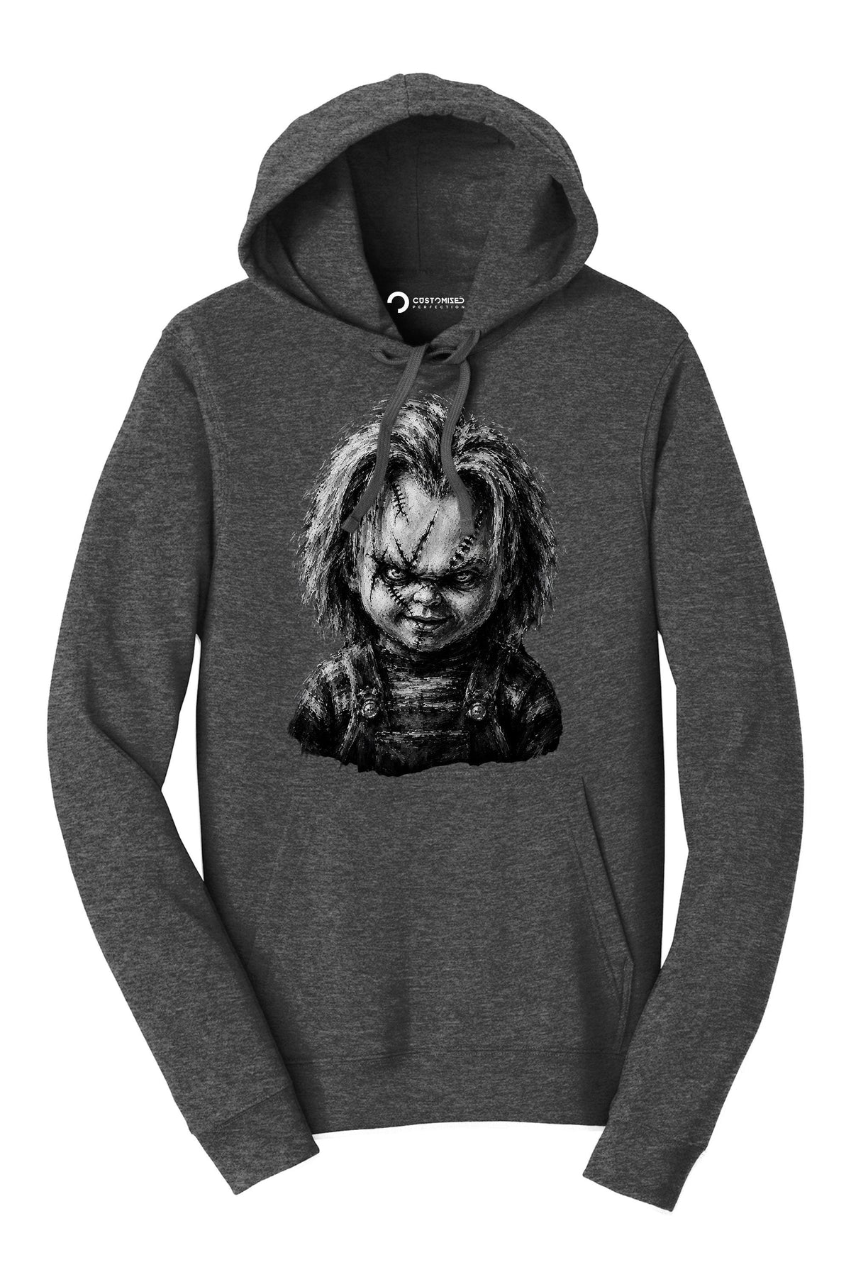Killer Doll Portrait Shirt, Scarred Doll Face T-Shirt, Chalk Art Horror Hoodie, Creepy Doll Sweatshirt, Halloween Tee Gift