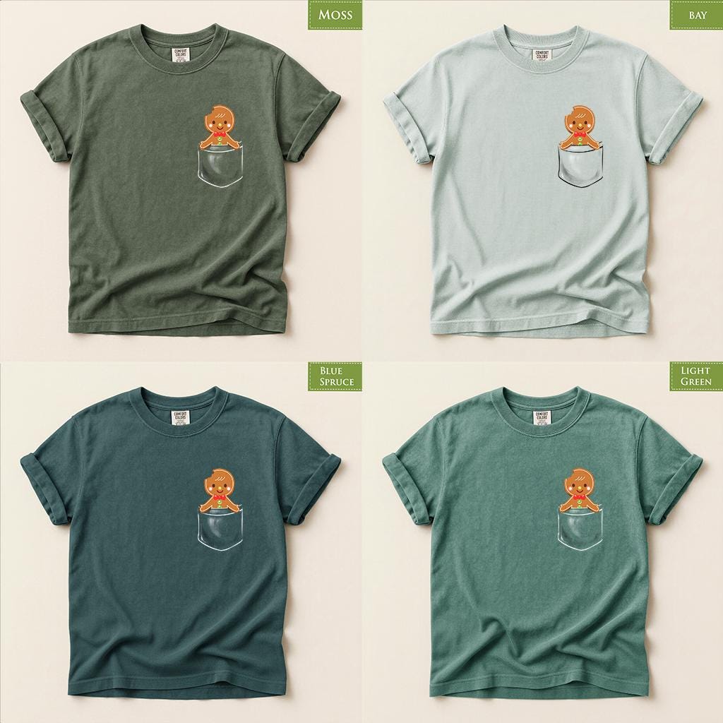 Comfort Colors® Gingerbread Pocket Christmas Shirt, Cute Holiday Tee, Gingerbread Man Graphic, Festive Winter Gift