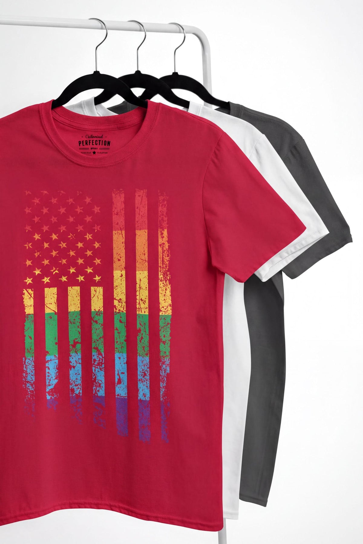 LGBTQIA2+ American Rainbow USA Pride Flag Shirt, Comfort Colors® LGBT Gay Rights Tee Top