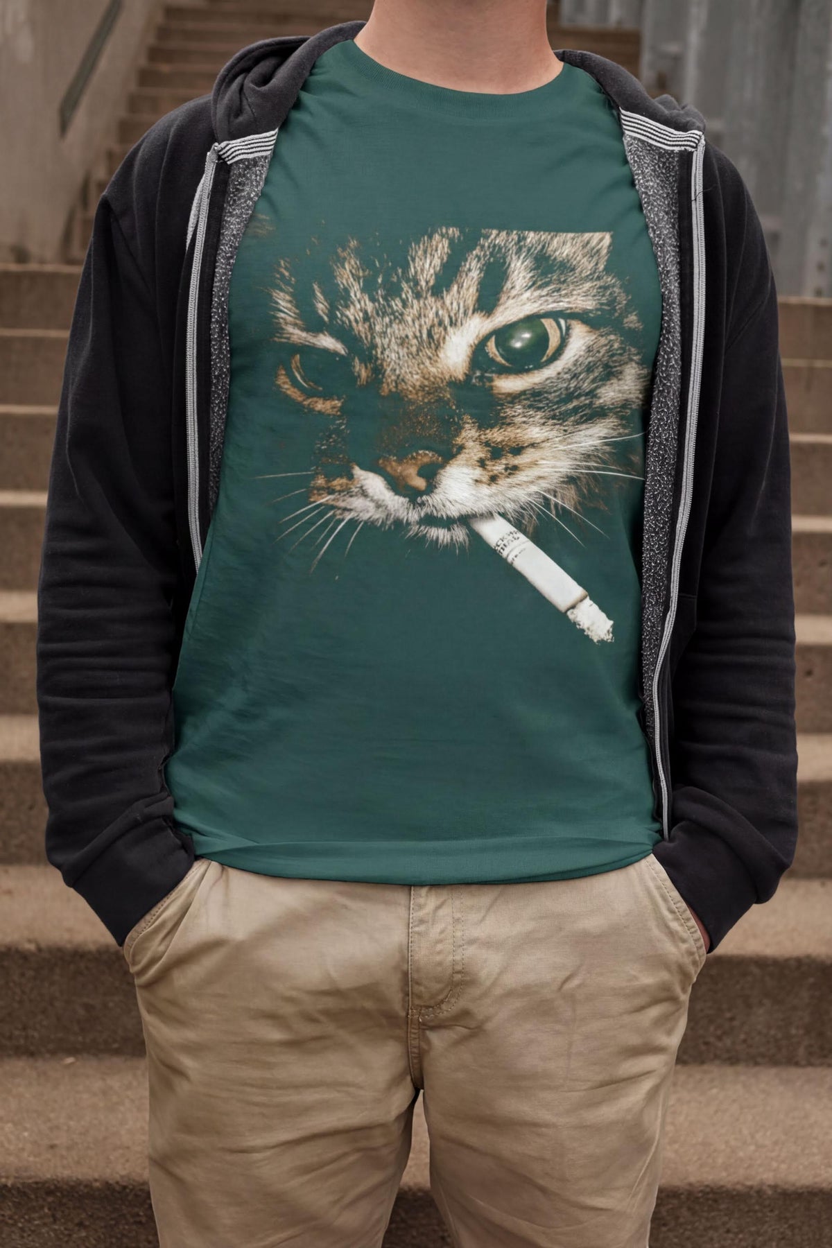 Comfort Colors® Cat Smoking Cigarette Shirt, Funny Feline Design Tee, Cat Lover Top